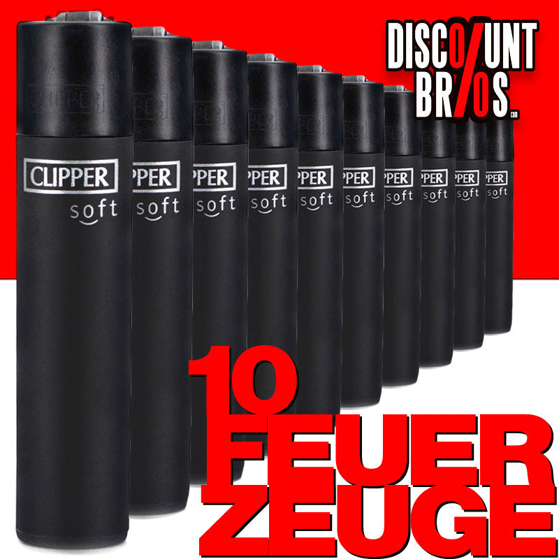 10 Stk. Clipper® FEUERZEUGE Mehrwegfeuerzeug CP11 TOUCH & BLACK CAP