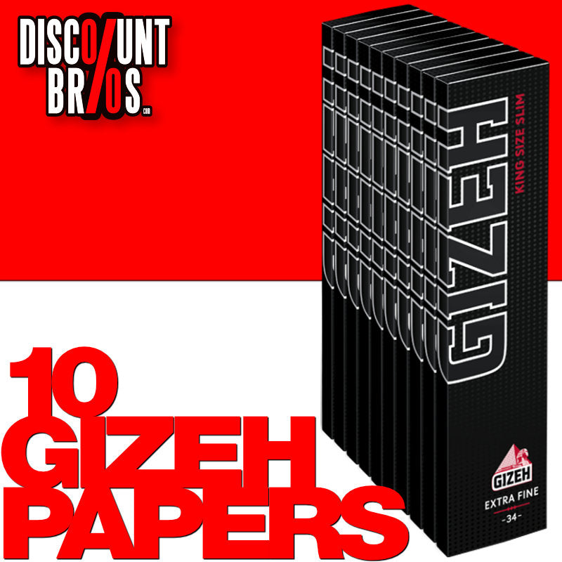 10 × GIZEH Black King Size Slim Papers Zigarettenpapier mit Magnetverschluss 107×44mm