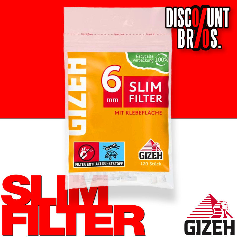 120 Stk. GIZEH SLIM Tips Filter Zigarettenfilter mit Gummierung 6mm