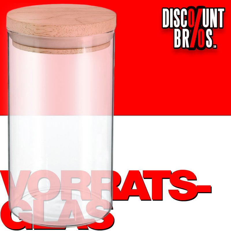 1 Liter VORRATSGLAS mit HOLZDECKEL Vorratsbehälter Aufbewahrungsglas transparentes Glas