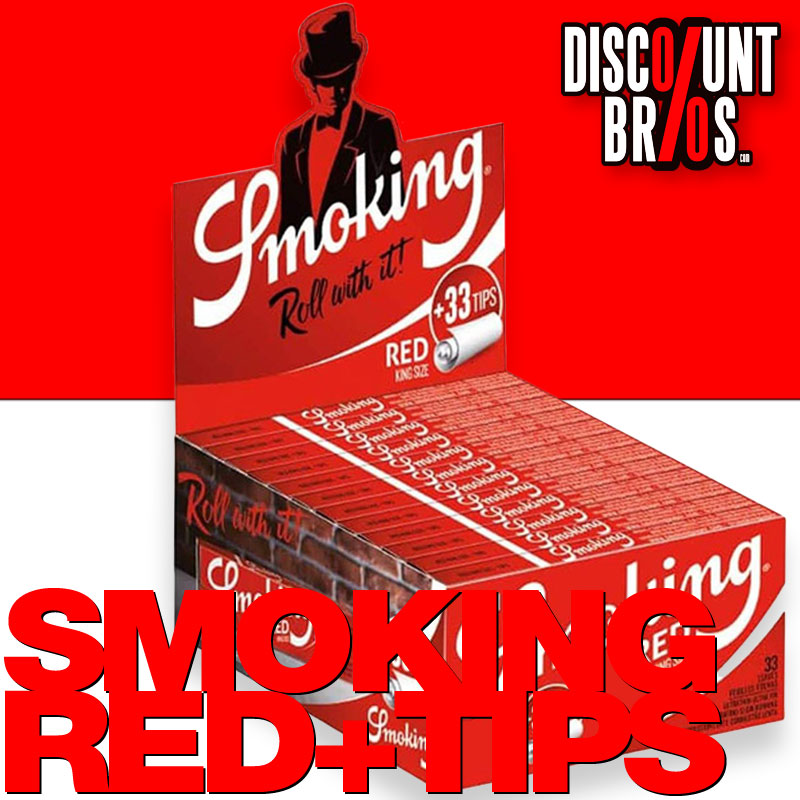 24 × SMOKING RED King Size Papers 33 Blatt Zigarettenpapier + Filter Tips 108×53mm