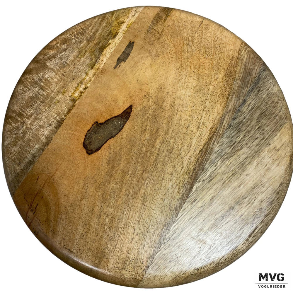 2er Set Drehhocker Liverpool Mangoholz und Metall höhenverstellbar