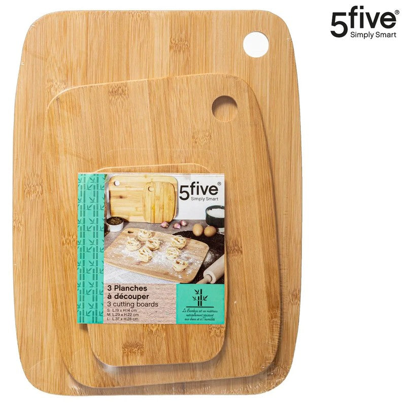 3er-SET Bambus-Holz Küchenbretter SCHNEIDEBRETTER Tranchierbretter von Five®