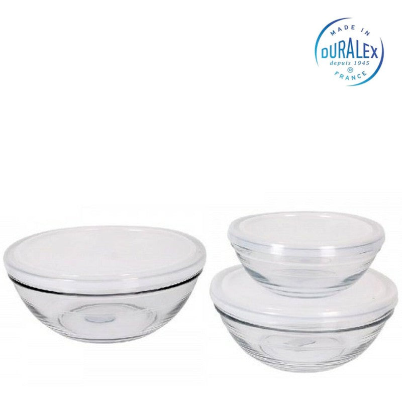 3er-Set Duralex LYS SCHÜSSEL-SET mit Deckeln VORRATSDOSEN Aufbewahrungsbox LUNCH BOX Frische Box 14,17 und 20,5cm