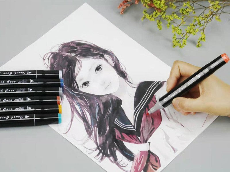 80 Touch PERMANENT-MARKER SET 80-teilig wasserfeste Doppelspitz Filzstifte mit Tragetasche