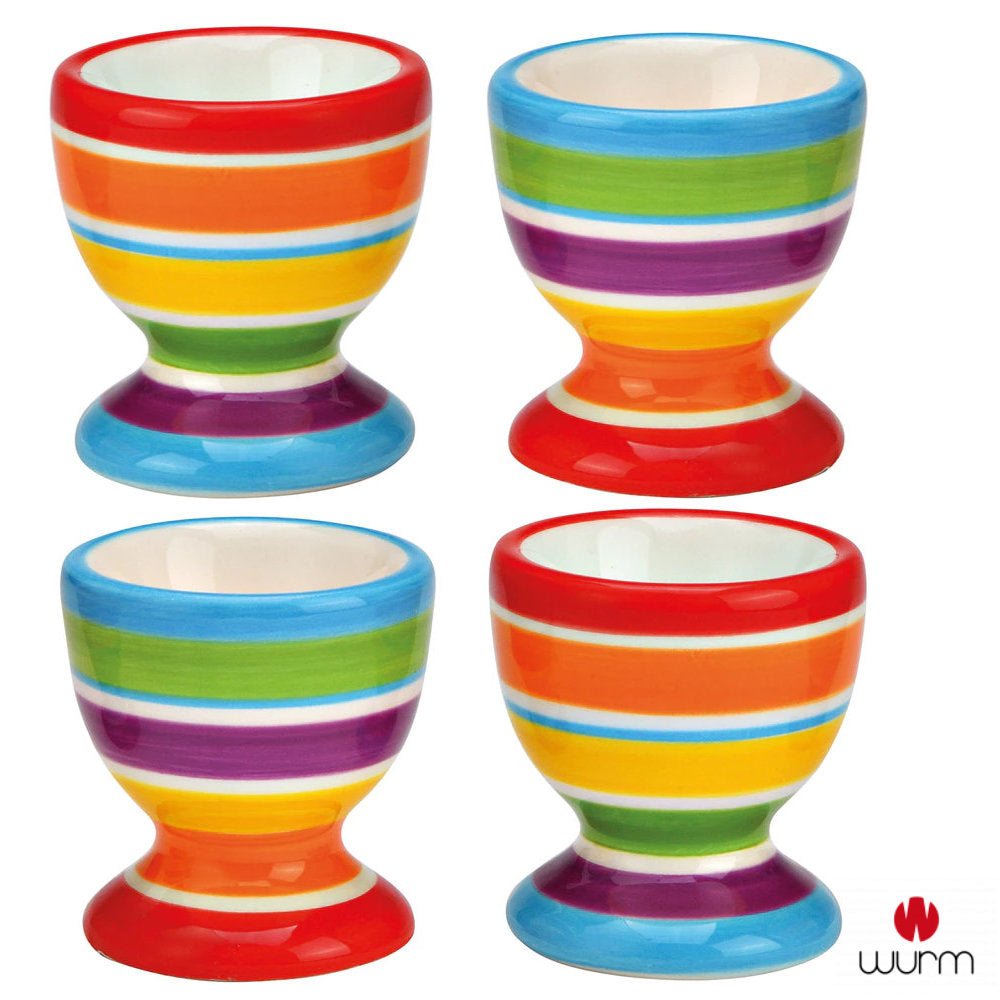 4er Set Eierbecher Keramik gestreift bunt 5×6×5cm