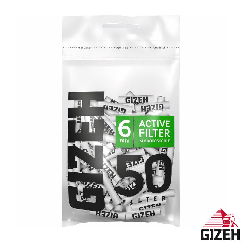 50 Stk. GIZEH BLACK Active Tips Aktivkohlefilter Filter Zigarettenfilter 6mm EXTRA-SLIM