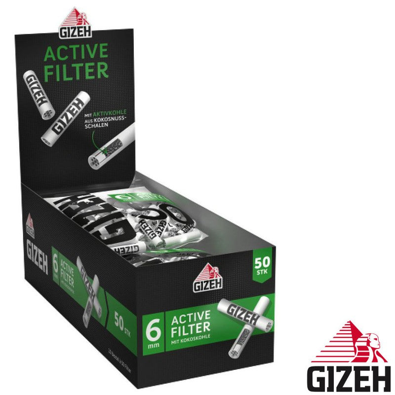 500 Stk. GIZEH BLACK Active Tips Aktivkohlefilter Filter Zigarettenfilter 6mm EXTRA-SLIM