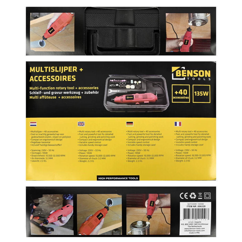 BENSON Multi Schleifer MULTI TOOL 135W mit 41 Zubehörteilen im Koffer