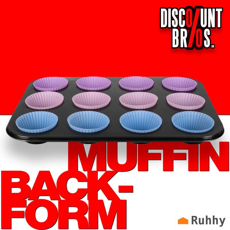 Cupcake Muffin BACKFORM antihaftbeschichtet mit 12 Silikonförmchen