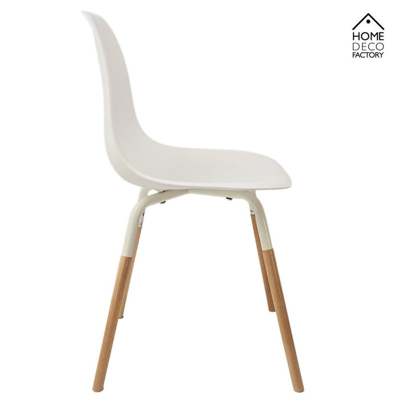 Skandinavischer Designer STUHL Esszimmerstuhl | Kunststoff Sitz und Beine aus Holz WEISS