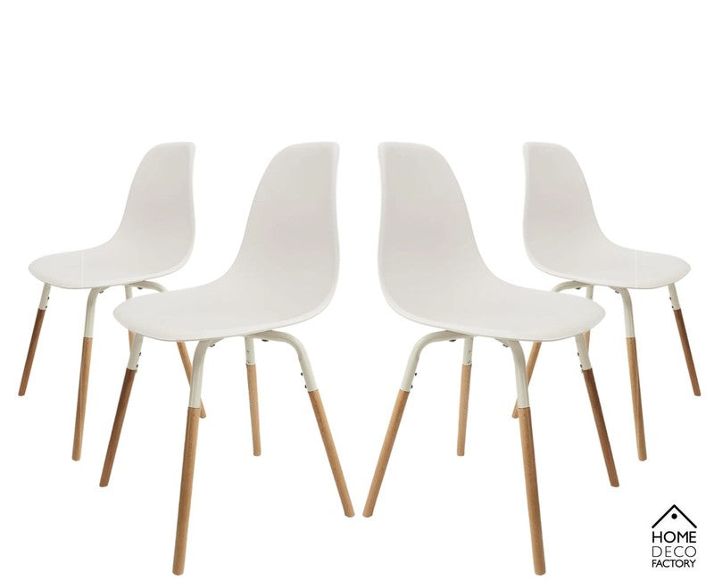 Skandinavischer Designer STUHL Esszimmerstuhl | Kunststoff Sitz und Beine aus Holz WEISS