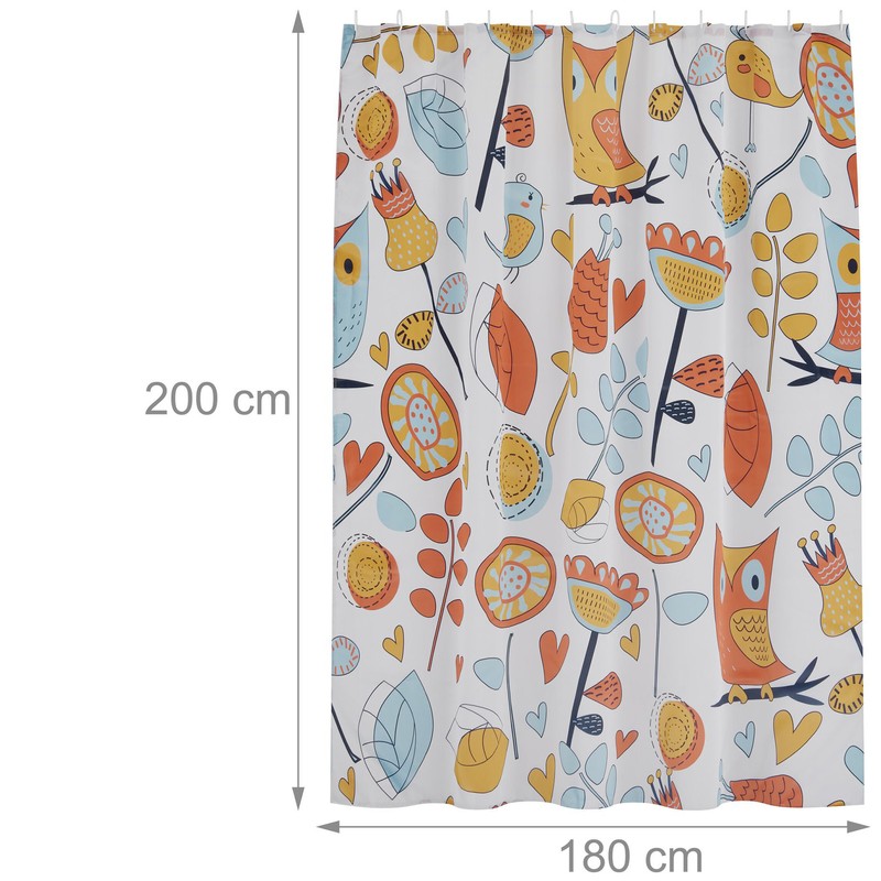 Textil DUSCHVORHANG Polyesterstoff mit Motiv + 12 Ringe 180×200cm