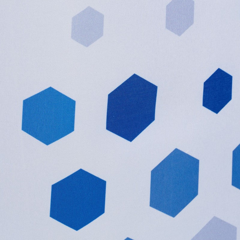 Textil DUSCHVORHANG Polyesterstoff mit Hexagon Motiv + 12 Ringe 180×200cm