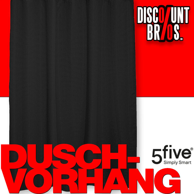5five Textil DUSCHVORHANG Polyesterstoff mit Waffelstruktur MODERN + 12 Ringe 180×200cm Anthrazit