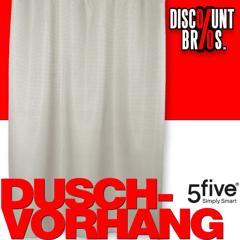 5five Textil DUSCHVORHANG Polyesterstoff mit Waffelstruktur MODERN + 12 Ringe 180×200cm TAUPE