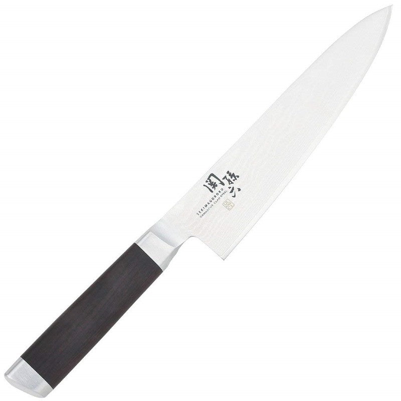 KAI SEKISOROKU Gyuto Messer Fleischmesser mit Damaststahl-Klinge (180 mm) und Holzgriff SCHWARZBRAUN