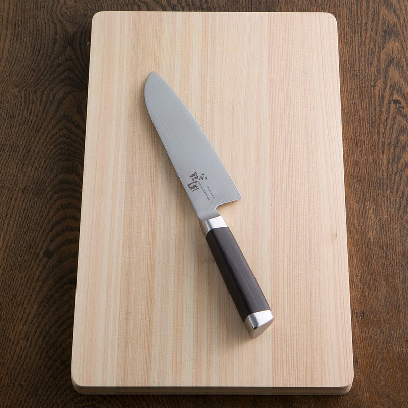 KAI SEKISOROKU Santoku Messer mit Damaststahl-Klinge (165 mm) und Holzgriff SCHWARZBRAUN