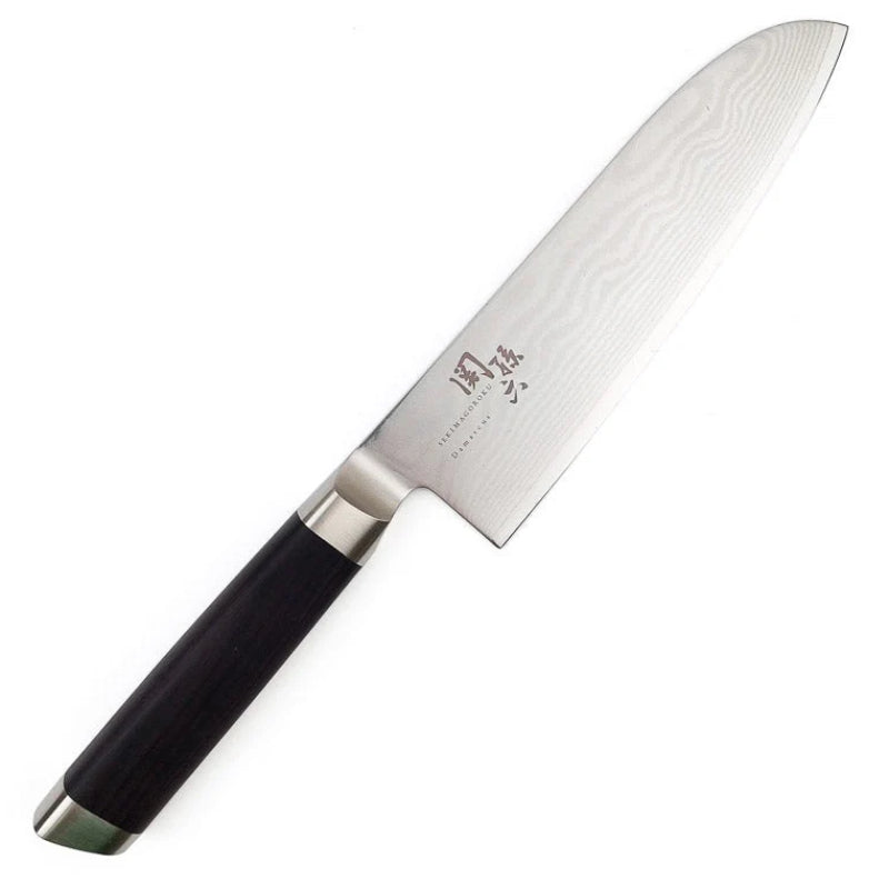 KAI SEKISOROKU Santoku Messer mit Damaststahl-Klinge (165 mm) und Holzgriff SCHWARZBRAUN