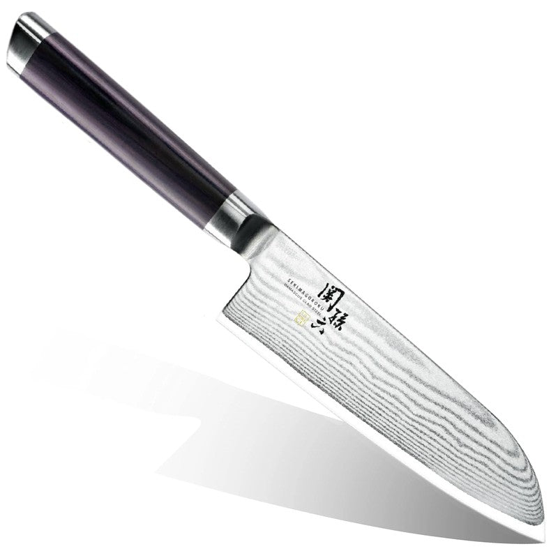 KAI SEKISOROKU Santoku Messer mit Damaststahl-Klinge (145 mm) und Holzgriff SCHWARZBRAUN
