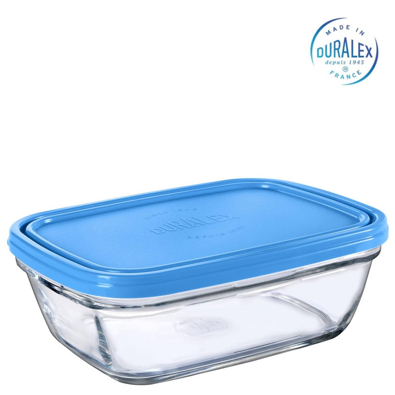 Duralex Freshbox rechteckige SCHÜSSEL mit DECKEL Vorratsdose Aufbewahrungsbox Lunchbox Frische Box 1,7l Blau
