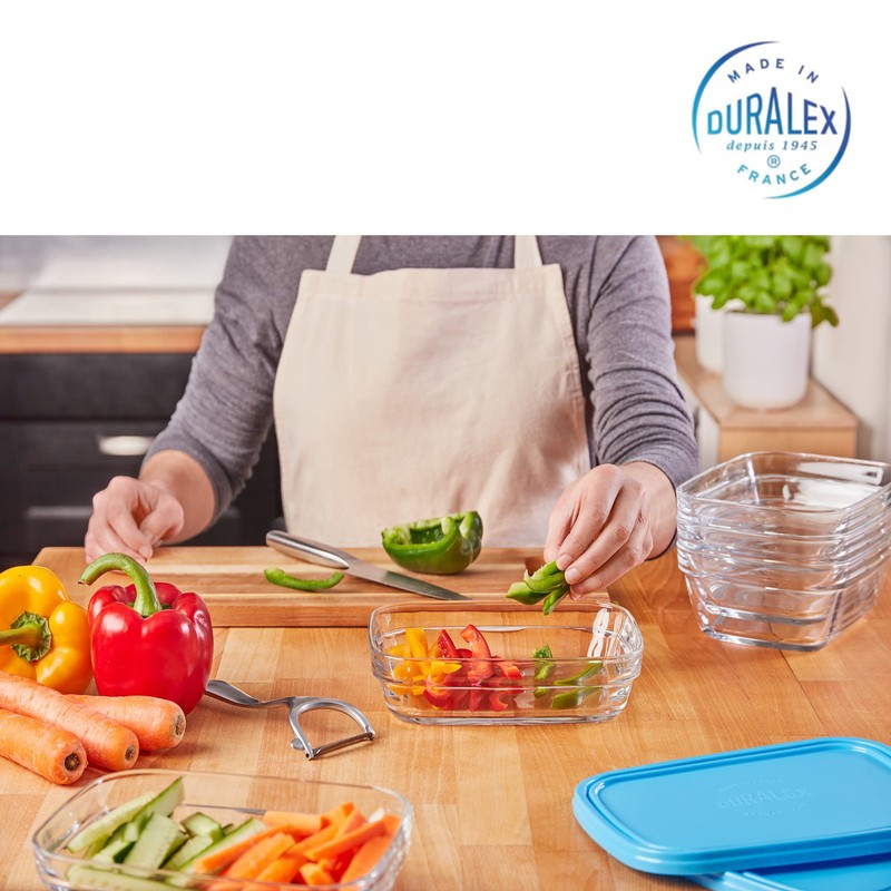 Duralex Freshbox rechteckige SCHÜSSEL mit DECKEL Vorratsdose Aufbewahrungsbox Lunchbox Frische Box 1,7l Blau