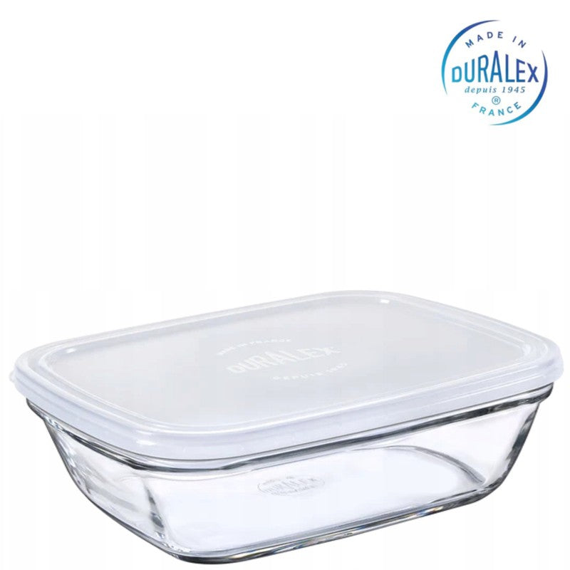 Duralex Freshbox rechteckige SCHÜSSEL mit DECKEL Vorratsdose Aufbewahrungsbox Lunchbox Frische Box 1,7l Transparent