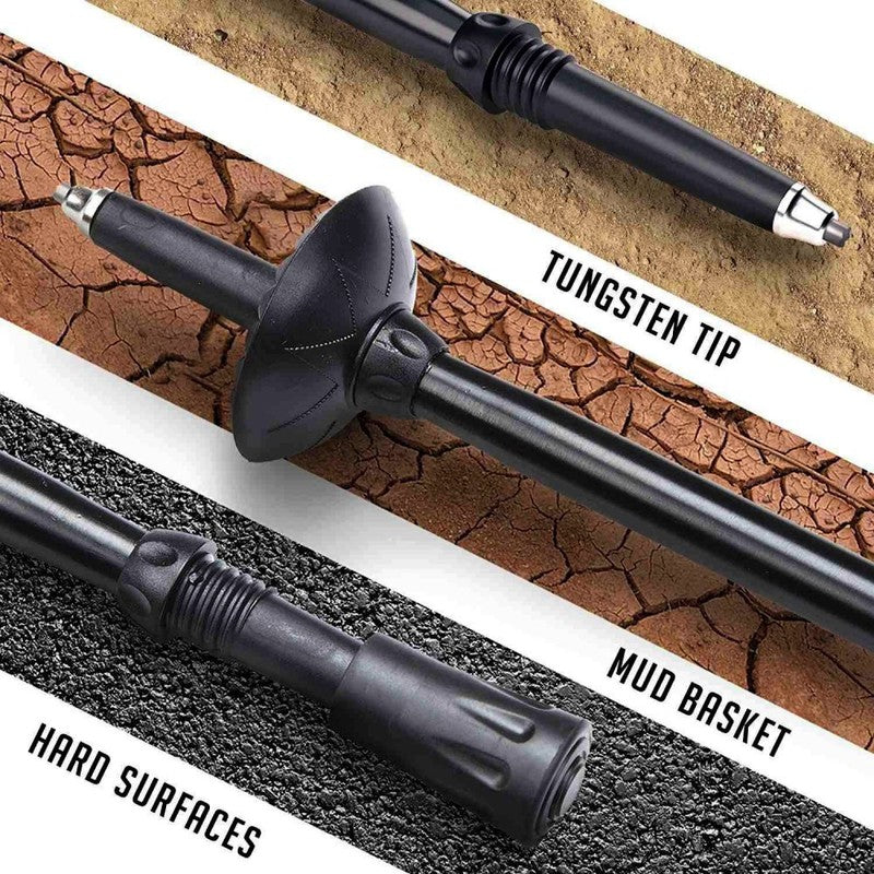 Wanderstöcke NORDIC WALKING Trekkingstöcke Stöcke mit Kompass SCHWARZ