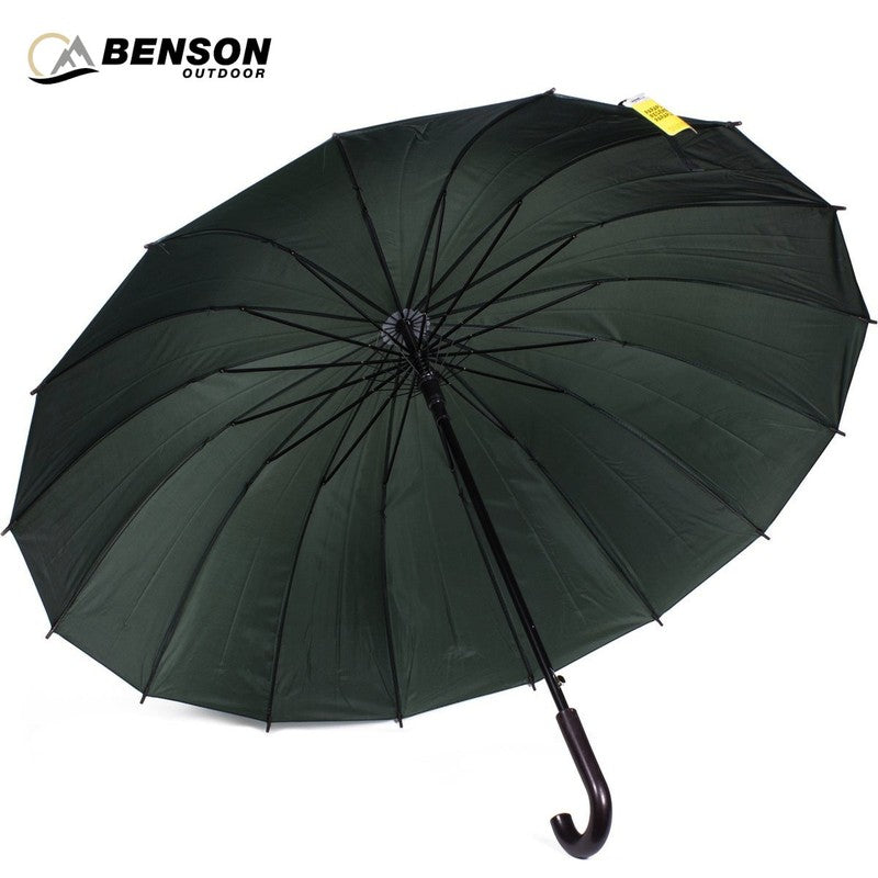 Schwarzer XL REGENSCHIRM mit 16 Speichen mit Automatiköffnung Ø120cm