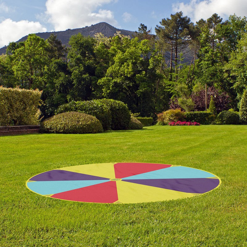 Regenbogen SCHWUNGTUCH Spieltuch für Kinder mit 8 Griffen und Tasche Ø2m
