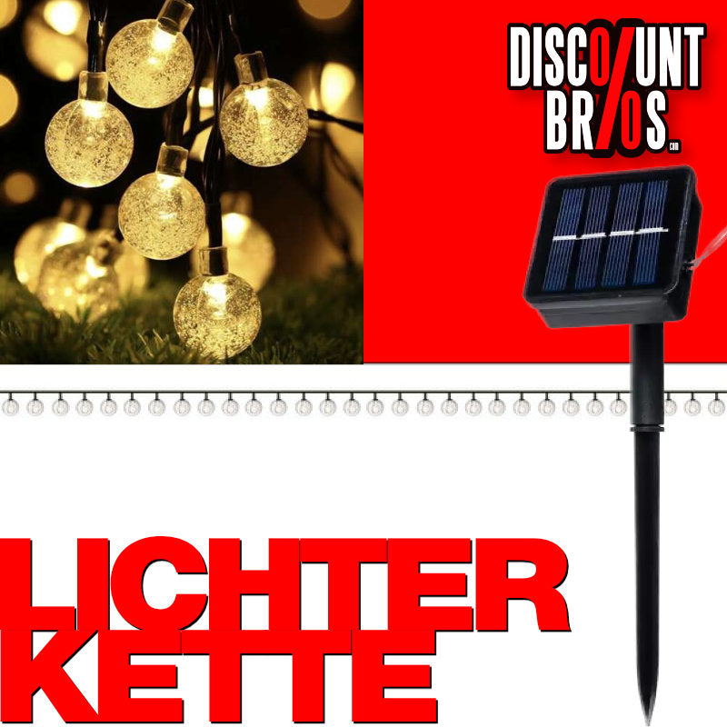 Weihnachtsbeleuchtung oder Partylicht LED SOLAR LICHTERKETTE mit 50 Kugel-LEDs für den Aussenbereich WARMWEISS