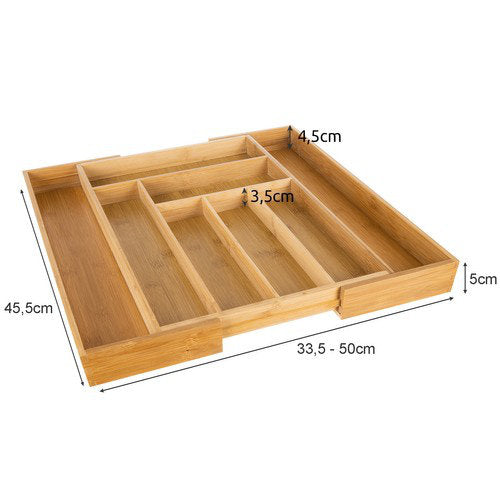 Vario XL BESTECKKASTEN Schubladeneinsatz aus Bambus Holz 45,5×33-50cm