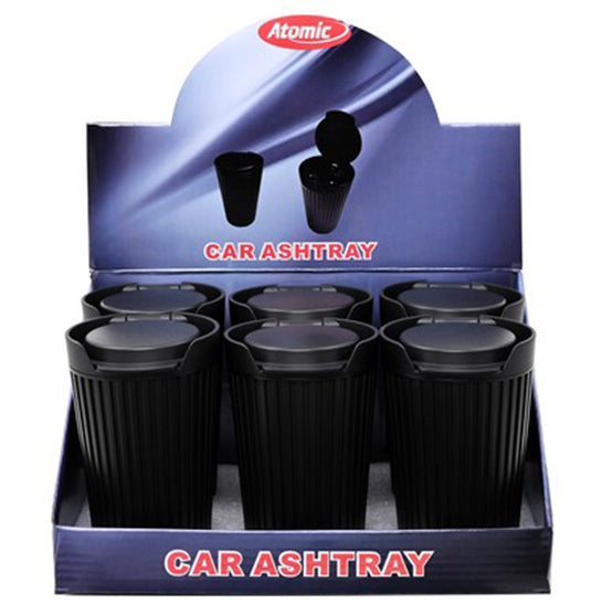 ATOMIC Aschenbecher AUTO-ASCHENBECHER für Getränkehalter "Linien" schwarz