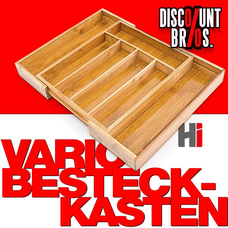Vario BESTECKKASTEN Schubladeneinsatz aus Bambus Holz 37×31,5-48,5cm