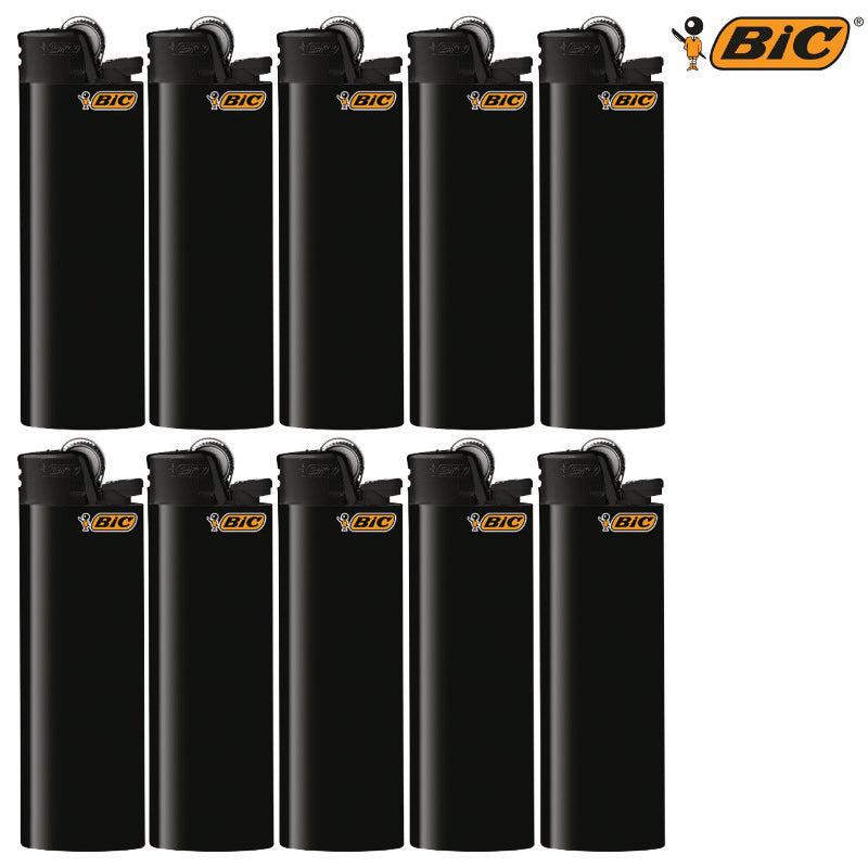 10 Stk. BIC® Einwegfeuerzeug MAXI FEUERZEUG Reibrad "All Black" SCHWARZ