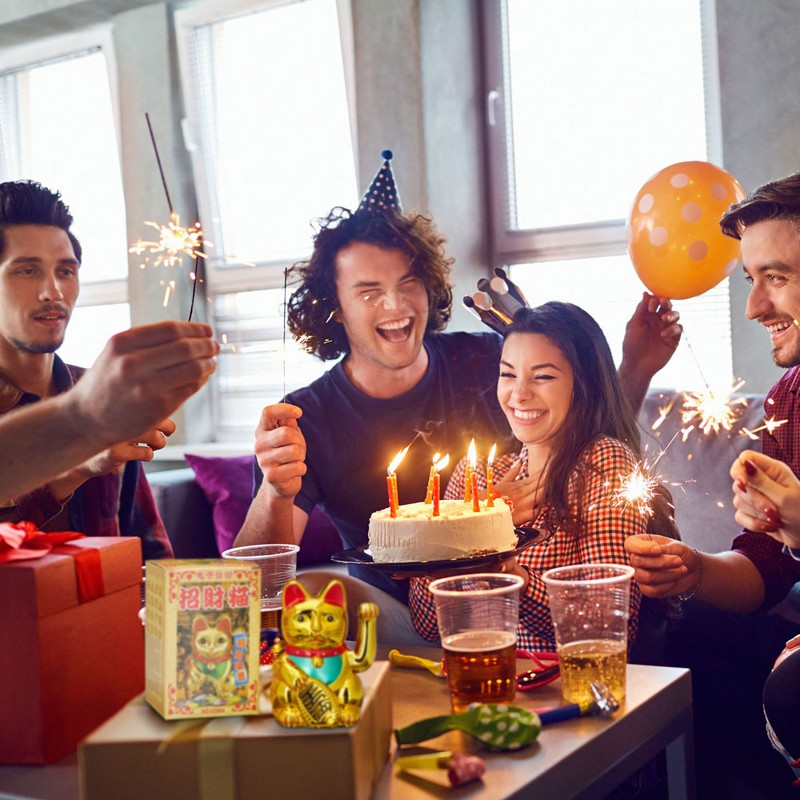 Maneki Neko GLÜCKS-KATZE Winkekatze 16cm