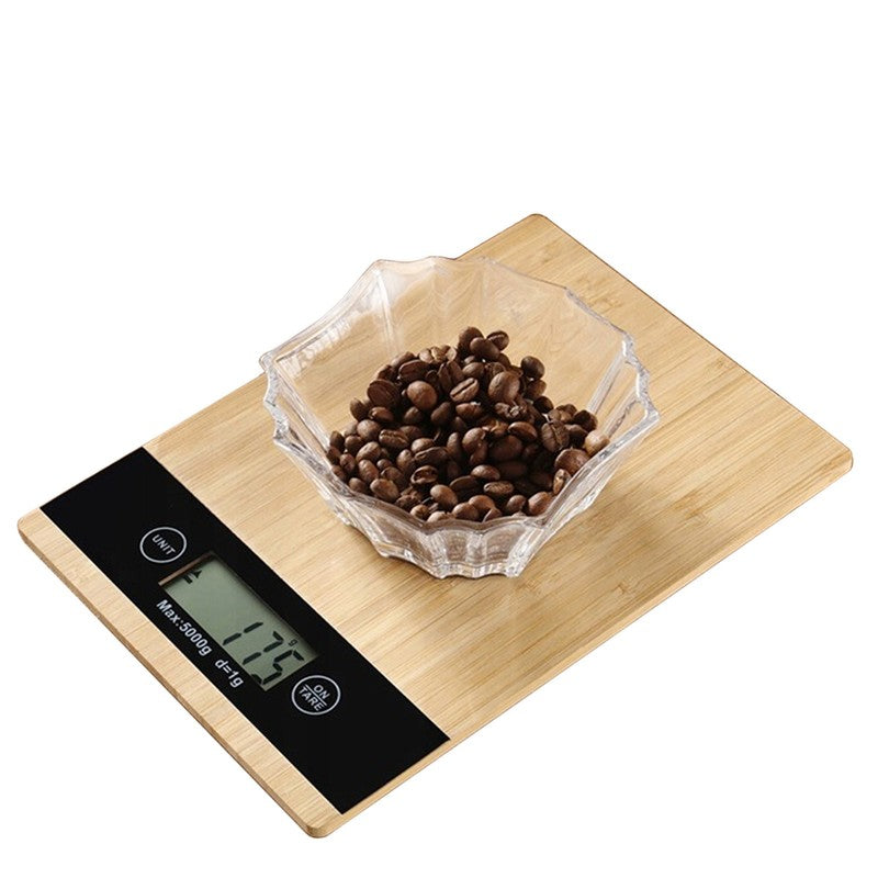 Digitale KÜCHENWAAGE Briefwaage Haushaltswaage BAMBUS Waage bis 5kg