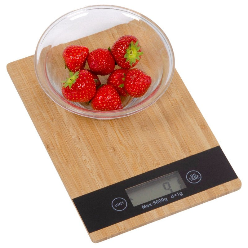 Digitale KÜCHENWAAGE Briefwaage Haushaltswaage BAMBUS Waage bis 5kg