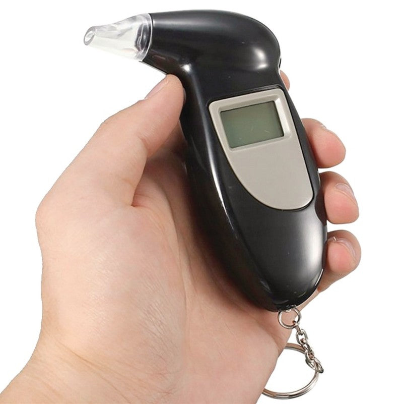 Digitaler LCD Atem-ALKOHOLTESTER für Schlüsselbund mit 5 Mundstücken Messbereich 0–1,9g/l