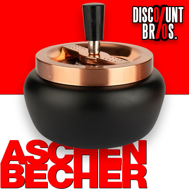 XL DREH-ASCHENBECHER Aschenbecher Drehaschenbecher SCHWARZ-KUPFER Ø13cm