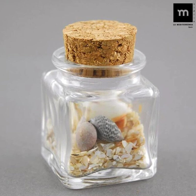 50ml Glasgefäss EINMACHGLÄSER Einmachglas Konfitürenglas mit Korkdeckel GLAS WÜRFEL ECKIG La Mediterránea