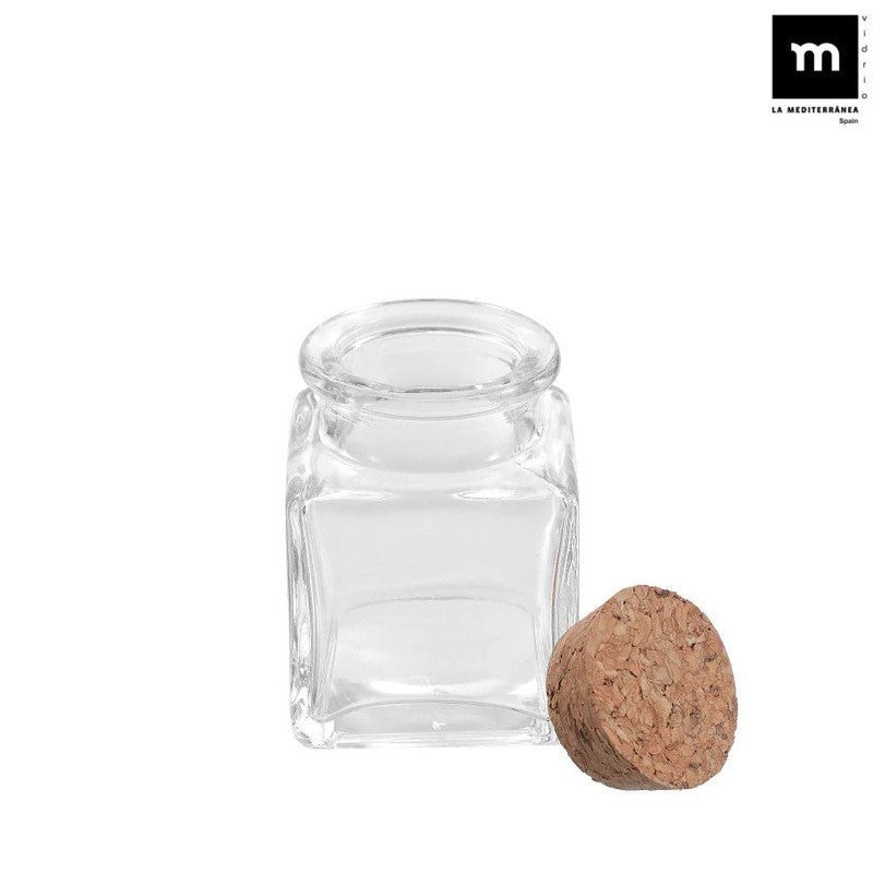 50ml Glasgefäss EINMACHGLÄSER Einmachglas Konfitürenglas mit Korkdeckel GLAS WÜRFEL ECKIG La Mediterránea