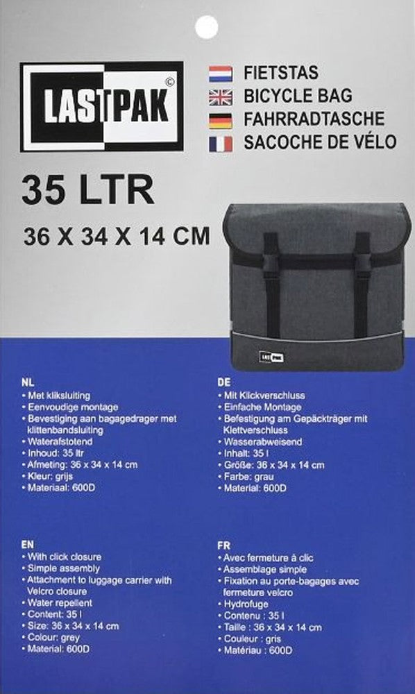 LASTPACK Velo- Fahrrad- DOPPEL- GEPÄCKTASCHEN Canvas Fahrradtasche für Gepäckträger 35l SCHWARZ