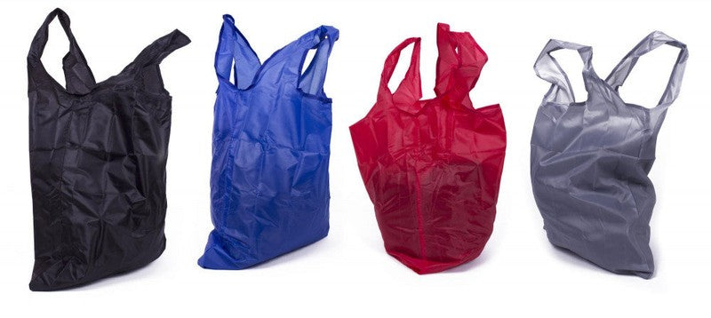 Falttasche TASCHE Faltbare Einkaufstasche ROT, BLAU, SCHWARZ oder SILBER