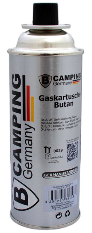 B-CAMPING 227g Butan GASKARTUSCHE für Gaskocher und Gasbrenner mit Bajonett-Ventil