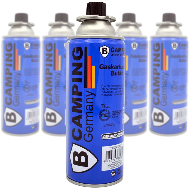 B-CAMPING 227g Butan GASKARTUSCHE für Gaskocher und Gasbrenner mit Bajonett-Ventil