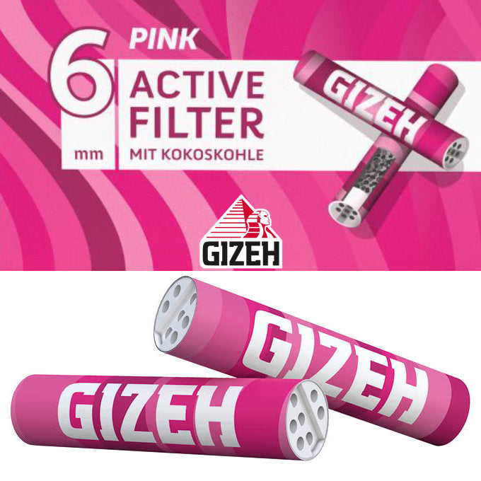 340 Stk. Tray GIZEH PINK Active Tips Aktivkohlefilter Filter Zigarettenfilter 6mm EXTRA-SLIM