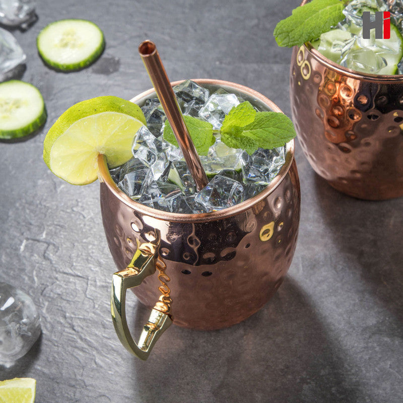 2er-Set MOSCOW MULE Kupfer-Becher mit 2 Trinkhalmen