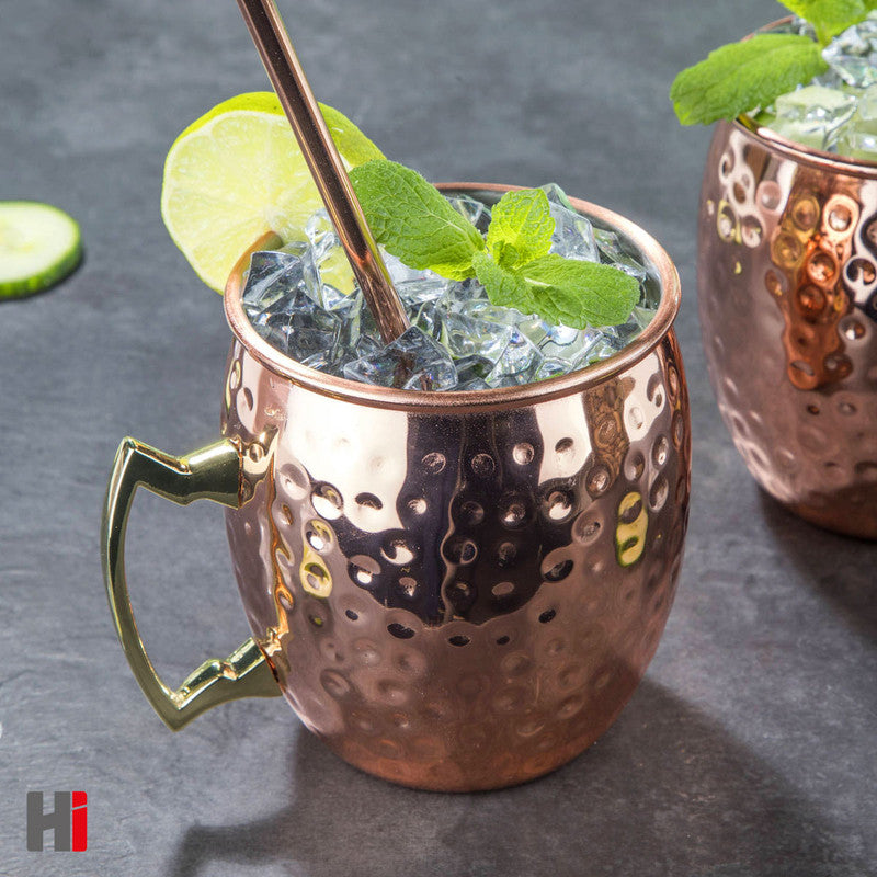 2er-Set MOSCOW MULE Kupfer-Becher mit 2 Trinkhalmen