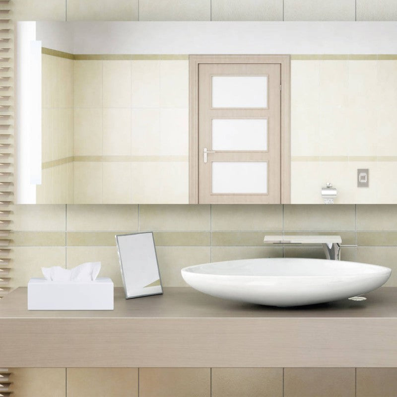 Bambus KOSMETIKTÜCHERBOX ovale Öffnung WEISS 24 cm